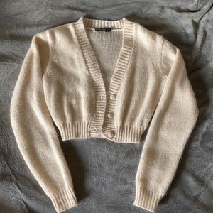 NASTYGAL peach cream cropped cardigan sweater